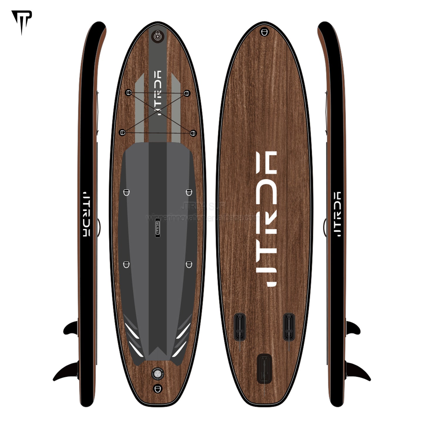 Planche à pagaie gonflable JTRDA 10,6 pi, aspect bois brun foncé
