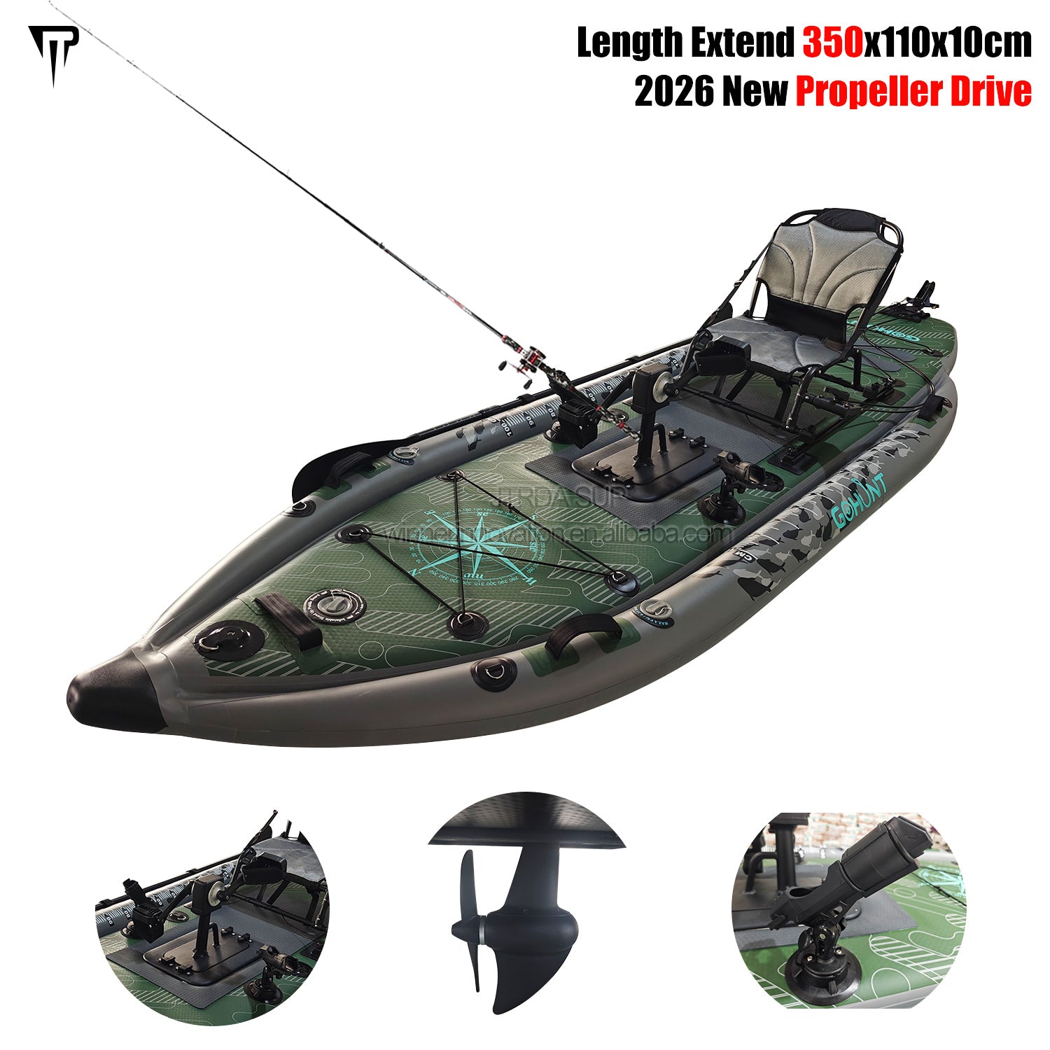 pedal propeller JTRDA 2026 New 350cm Pedal propeller fishing kayak in stock