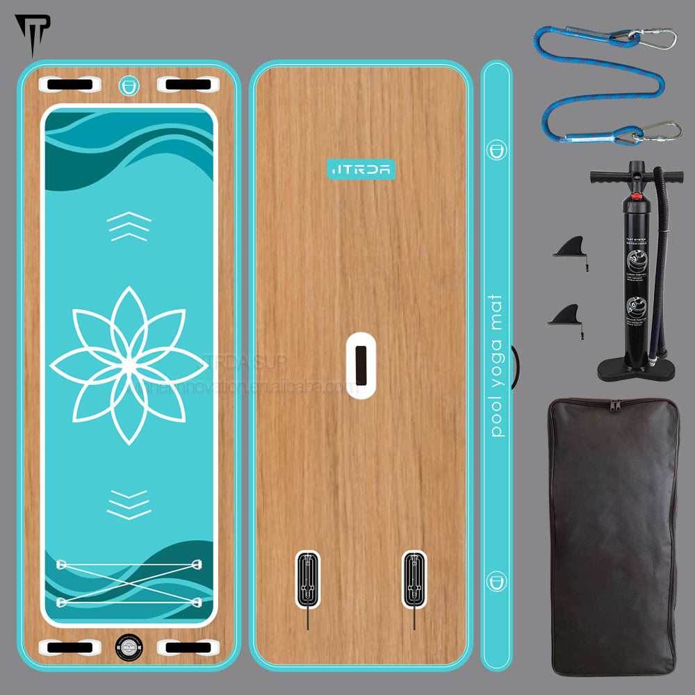 JTRDA wood lotus inflatable water pool yoga mat paddle board