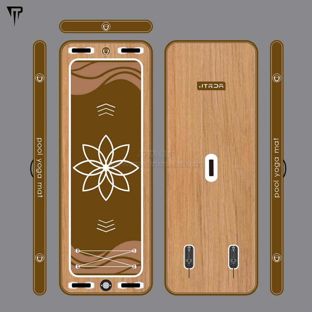 JTRDA wood lotus inflatable water pool yoga mat paddle board