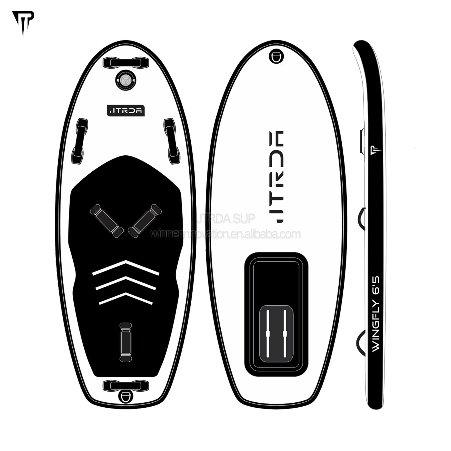 JTRDA wingfly 6'5 wingfoil inflatable with foot straps