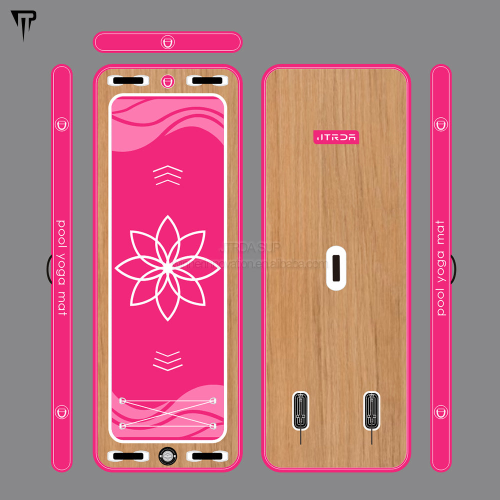 JTRDA wood lotus inflatable water pool yoga mat paddle board