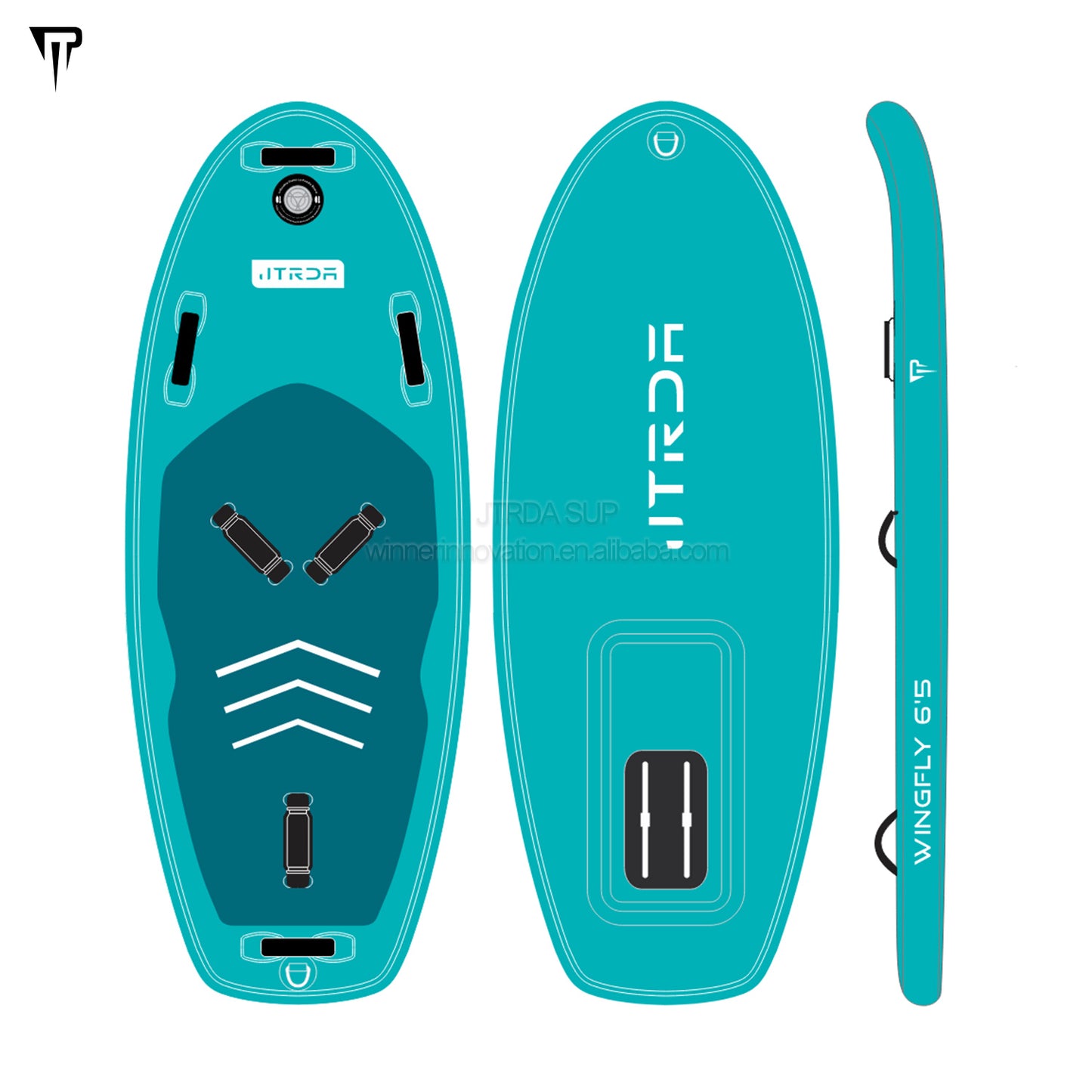 JTRDA wingfly 6'5 wingfoil inflatable with foot straps