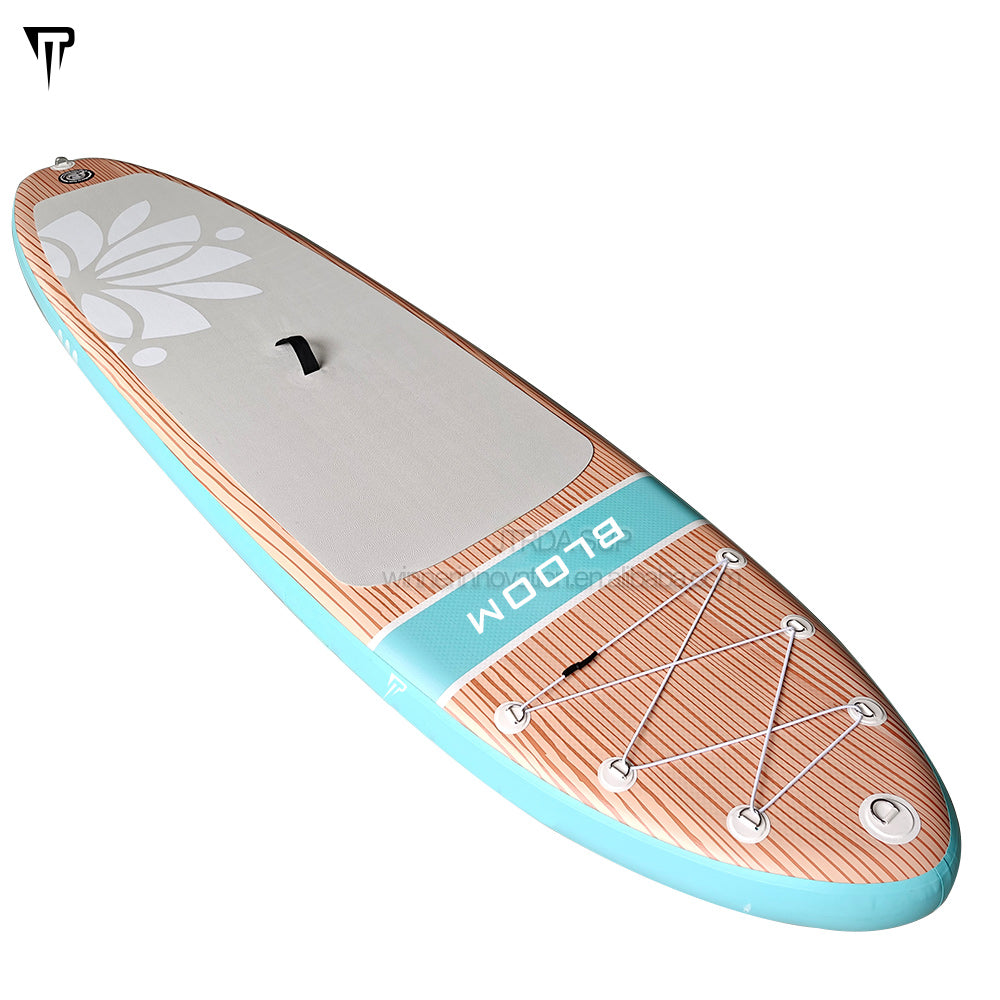 JTRDA Yoga SUP paddle board with fin and paddle elegant wood design