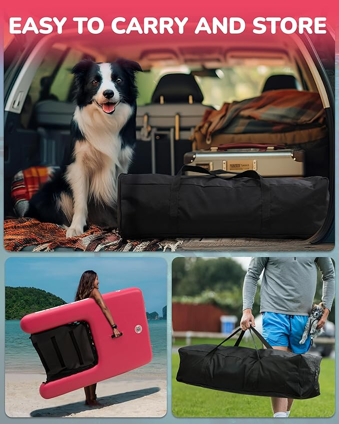 Rampe gonflable pour chien JTRDA, échelle, quai sur l'eau, couleur rose