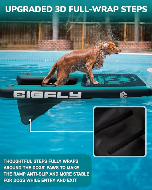 JTRDA Inflatable Blue Color Dog Ramp Ladder Dock on Water