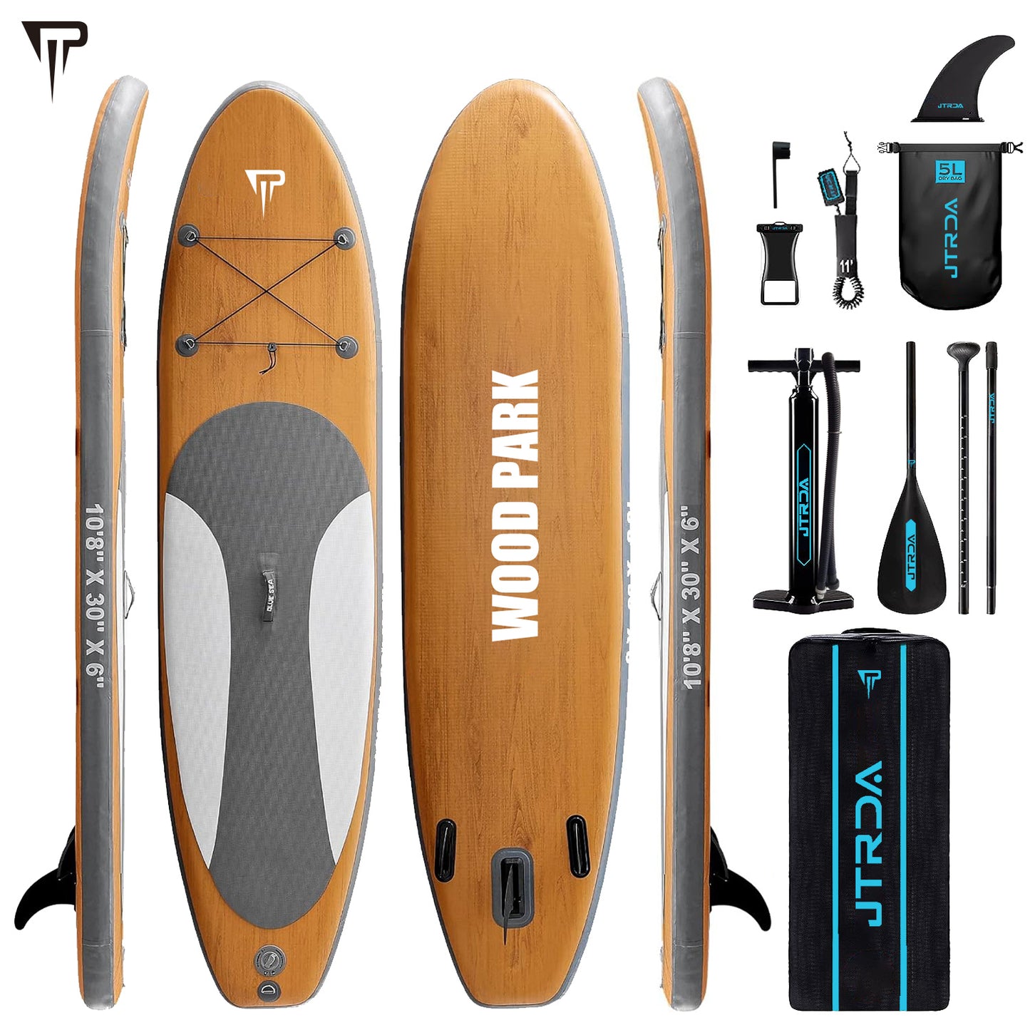 JTRDA wood park 10'8" inflatable SUP paddle board