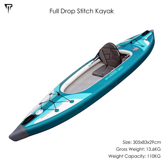 JTRDA Inflatable Drop Stitch One Person Kayak Double Air Chamber Boat