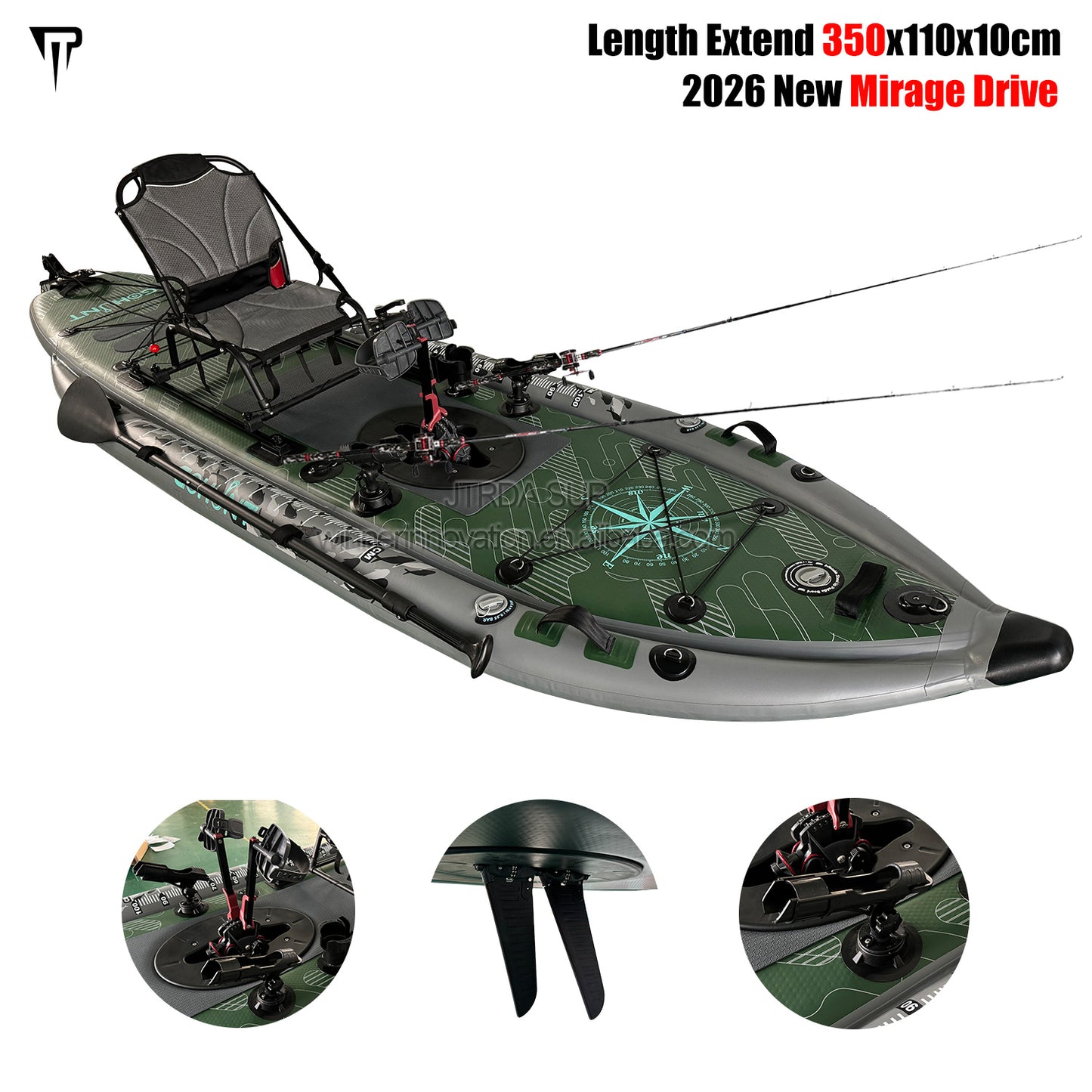 JTRDA 2026 New 350cm Mirage Pedal Drive (Penguin type) Fin Flap Drive Inflatable Fishing Kayak