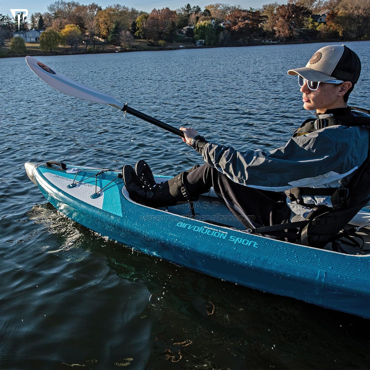 JTRDA Inflatable Drop Stitch One Person Kayak Double Air Chamber Boat