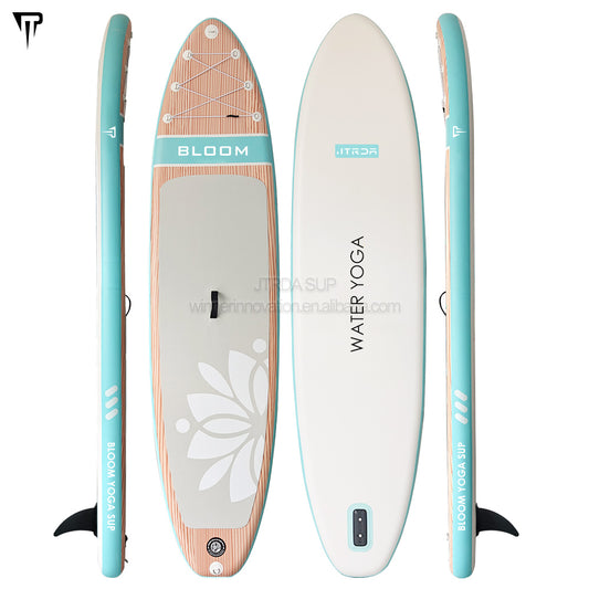 JTRDA Yoga SUP paddle board with fin and paddle elegant wood design