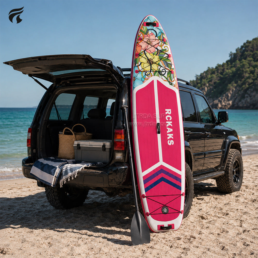 JTRDA 11'x33"x6" Flower Design Inflatable Paddle Board Set