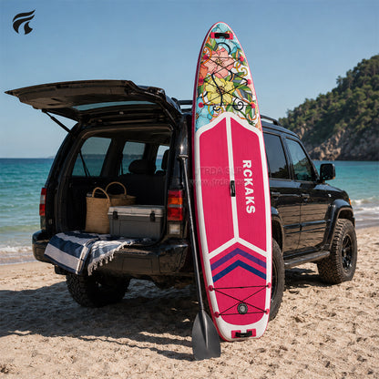 JTRDA 11'x33"x6" Flower Design Inflatable Paddle Board Set