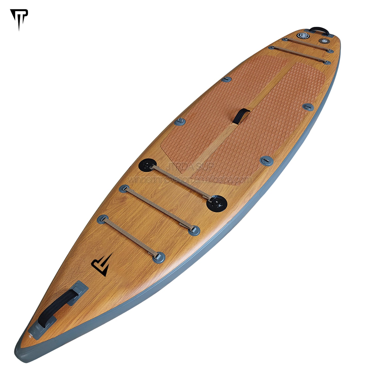 Надувная доска для серфинга JTRDA Wood Design длиной 10,6 футов с автоматическим предохранительным клапаном.