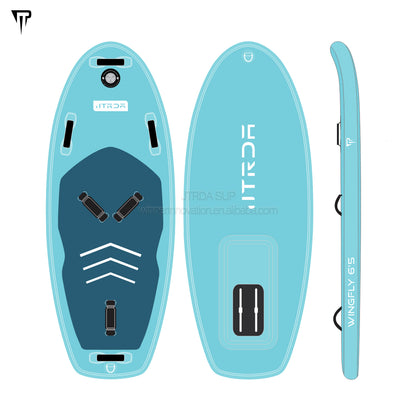 JTRDA wingfly 6'5 wingfoil inflatable with foot straps