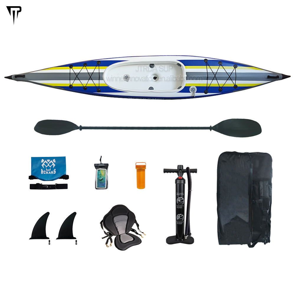 JTRDA Aufblasbares Rennkajak mit Drop-Stitch-Technologie für eine Person, hohe Geschwindigkeit
