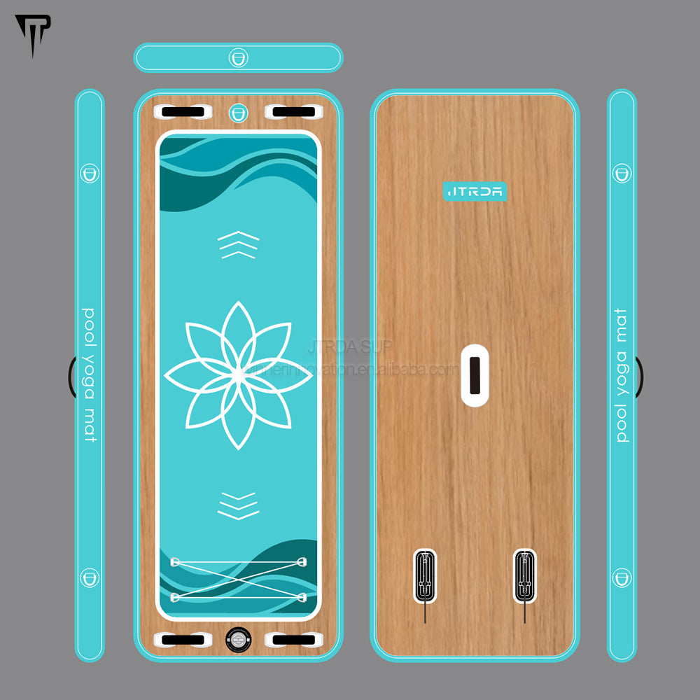 JTRDA wood lotus inflatable water pool yoga mat paddle board
