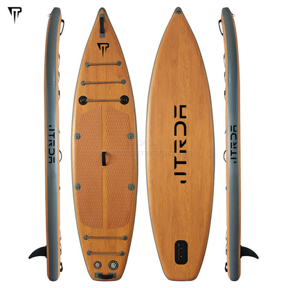 Надувная доска для серфинга JTRDA Wood Design длиной 10,6 футов с автоматическим предохранительным клапаном.