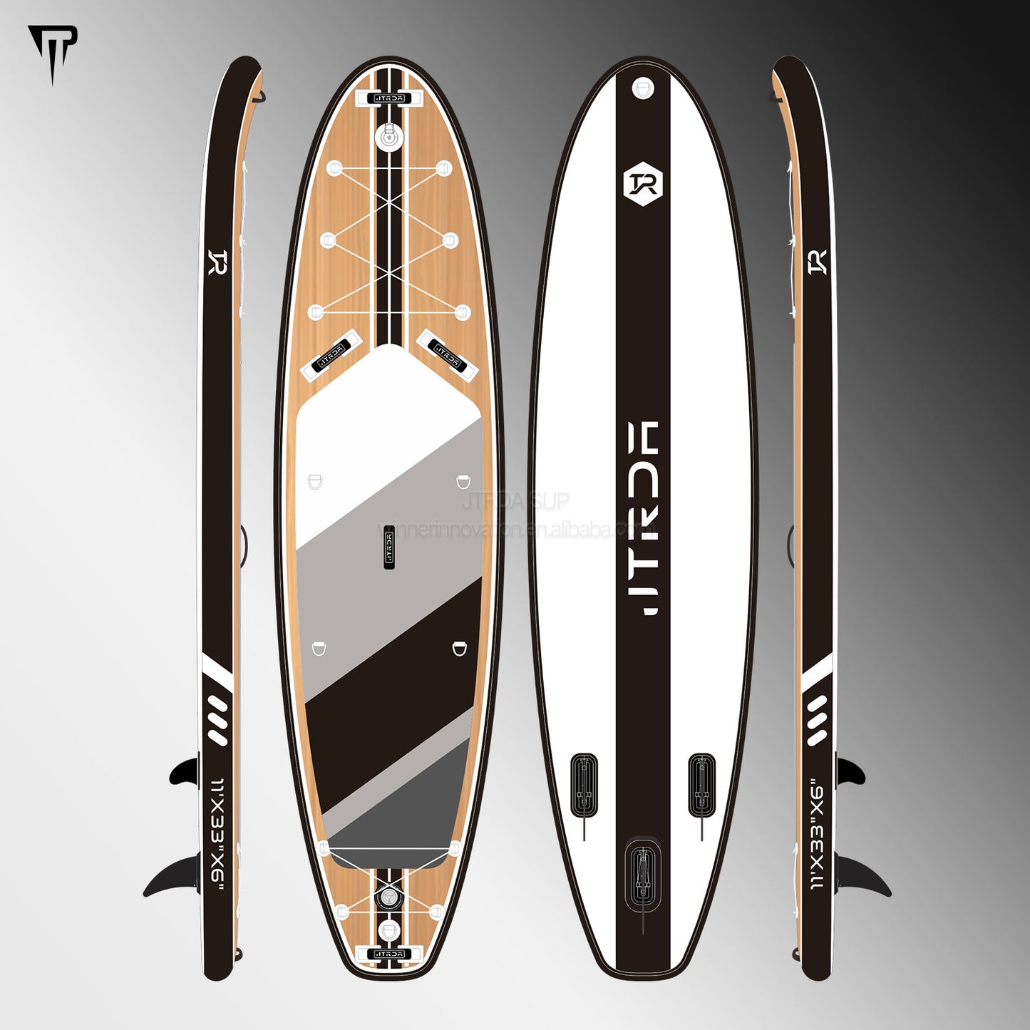 JTRDA 11Ft Wood Design Inflatable Stand Up Paddle Board Set