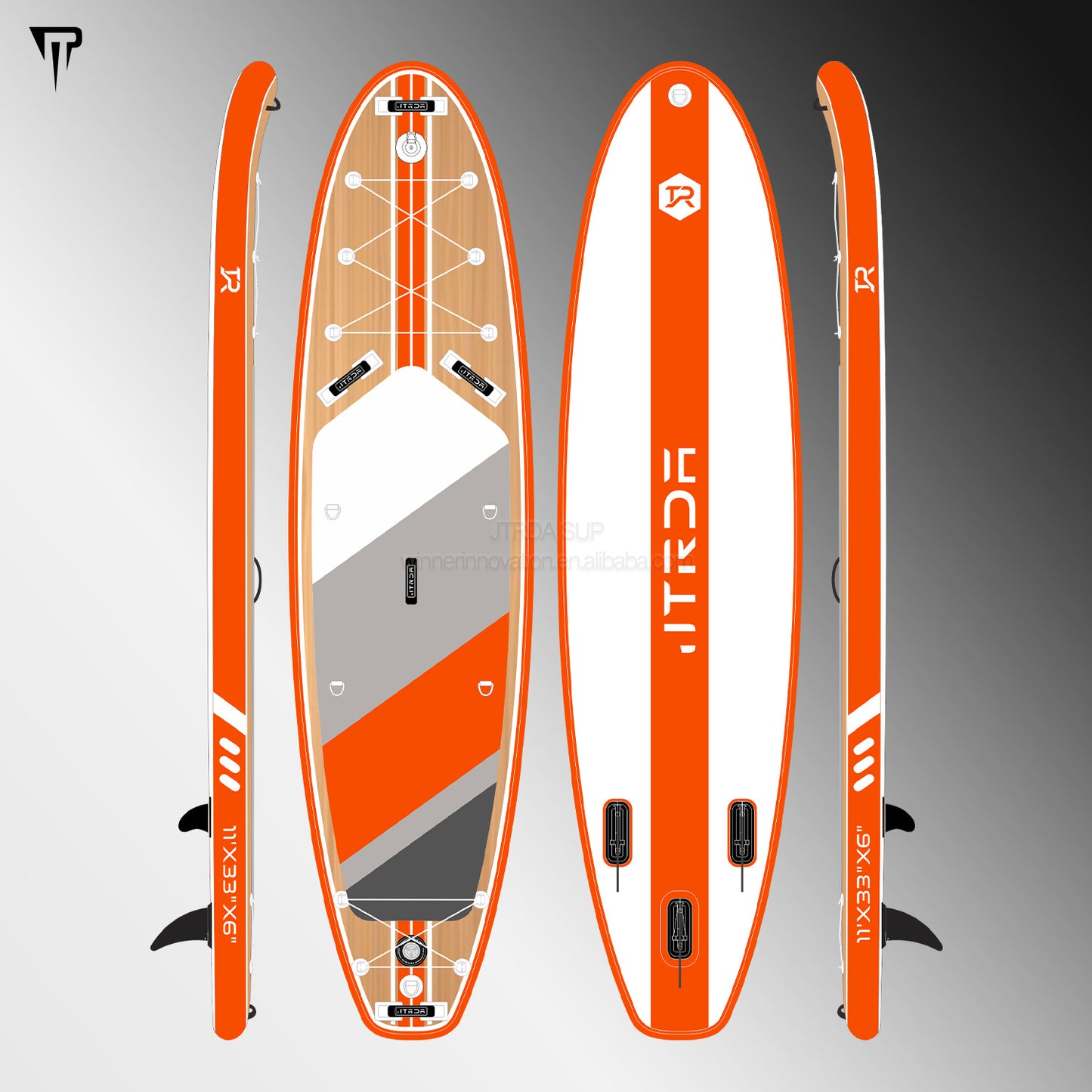 JTRDA 11Ft Wood Design Inflatable Stand Up Paddle Board Set