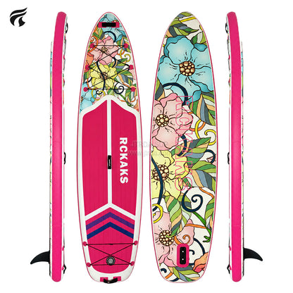 JTRDA 11'x33"x6" Flower Design Inflatable Paddle Board Set