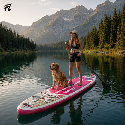 JTRDA 11'x33"x6" Flower Design Inflatable Paddle Board Set