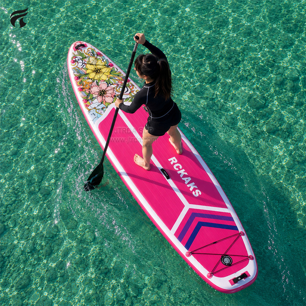 JTRDA 11'x33"x6" Flower Design Inflatable Paddle Board Set