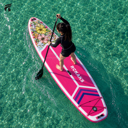 JTRDA 11'x33"x6" Flower Design Inflatable Paddle Board Set