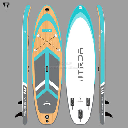 JTRDA 10'8"x33"x6" wood rhythm inflatable SUP paddle boards set