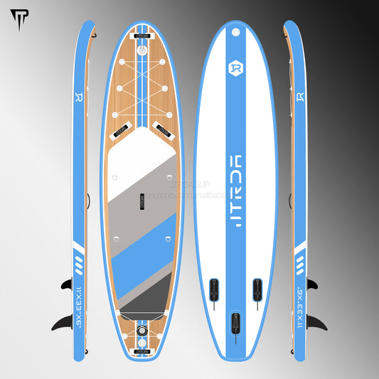 JTRDA 11Ft Wood Design Inflatable Stand Up Paddle Board Set