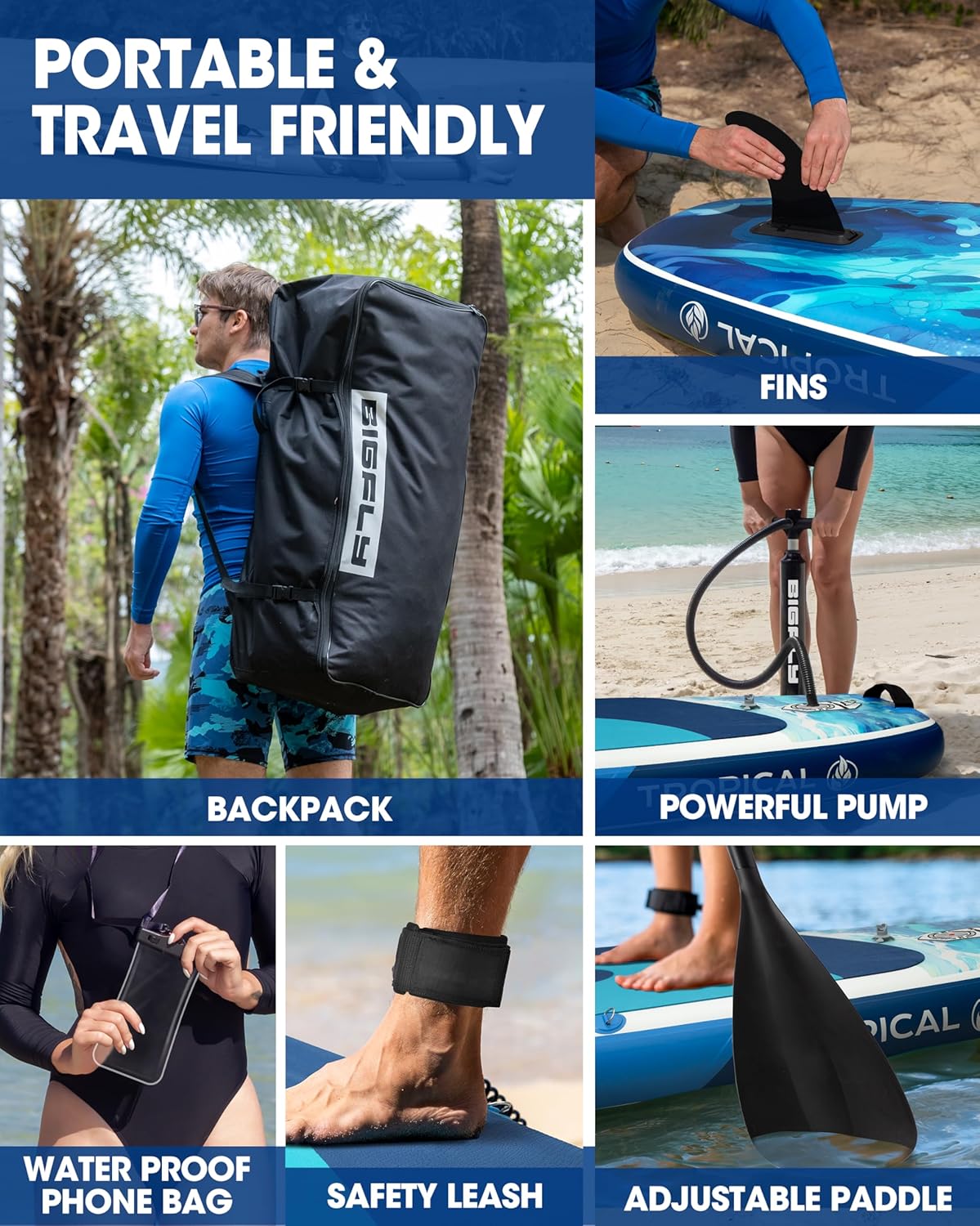 BIGFLY inflatable print blue SUP set 11'