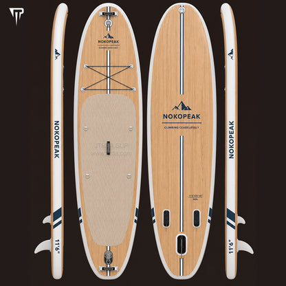 JTRDA 11'6"x35"x6" Simple Wood Grain Inflatable Paddle Board Set