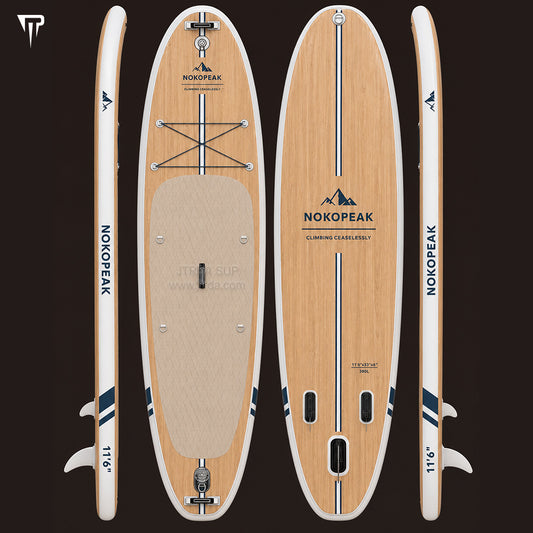JTRDA 11'6"x35"x6" Simple Wood Grain Inflatable Paddle Board Set