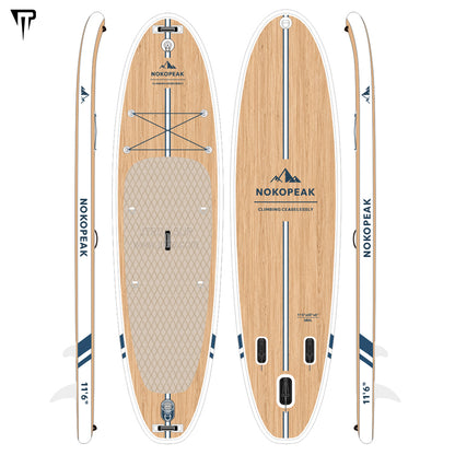 JTRDA 11'6"x35"x6" Simple Wood Grain Inflatable Paddle Board Set