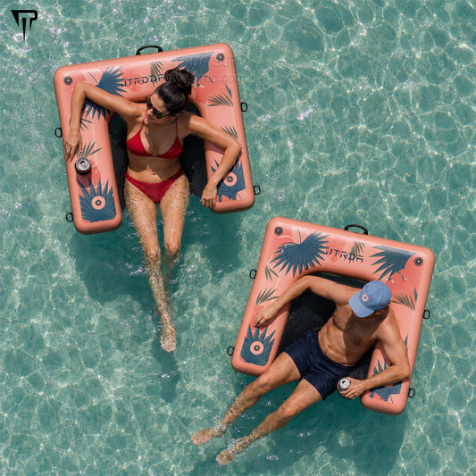 JTRDA Inflatable Drop Stitch Water Sofa Floating Chair with Cup Holder