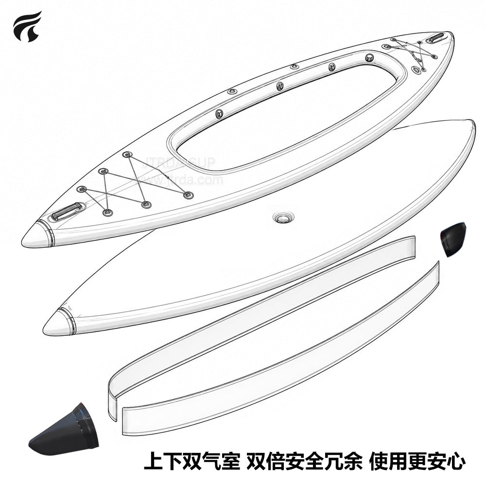 JTRDA Inflatable 2 Person Patent Drop Stitch Kayak Full set